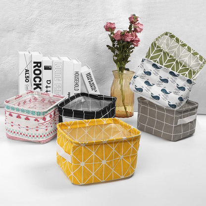 Canvas Fabric Basket with Handle (Pack Of 4)