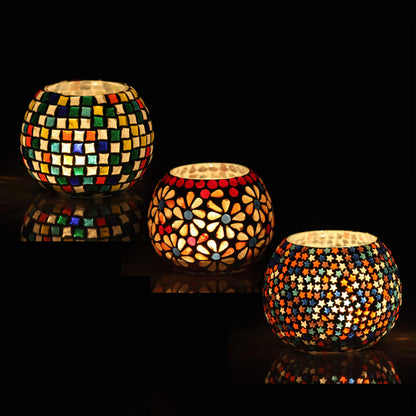 GlassFloral Mosaic Tea Light Holders