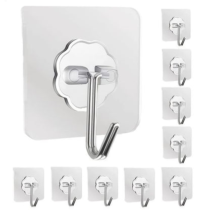 Hooks-Transparent Self Adhesive Hooks Hanger(Pack of 12)