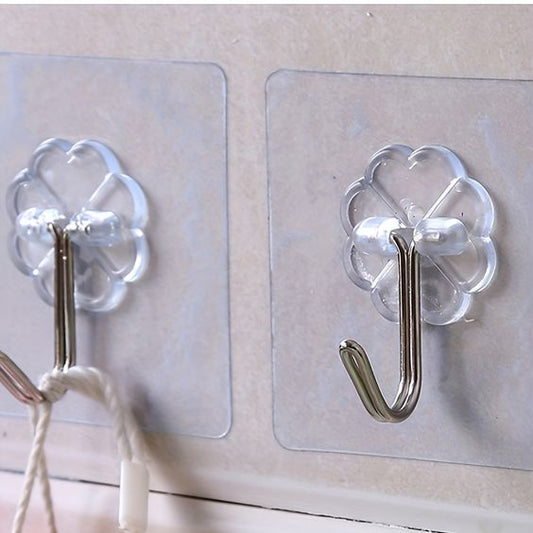 Hooks-Transparent Self Adhesive Hooks Hanger(Pack of 12)