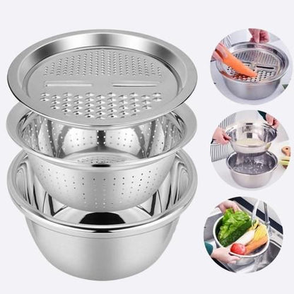 Grater Basin Stainless Steel Colanders Set